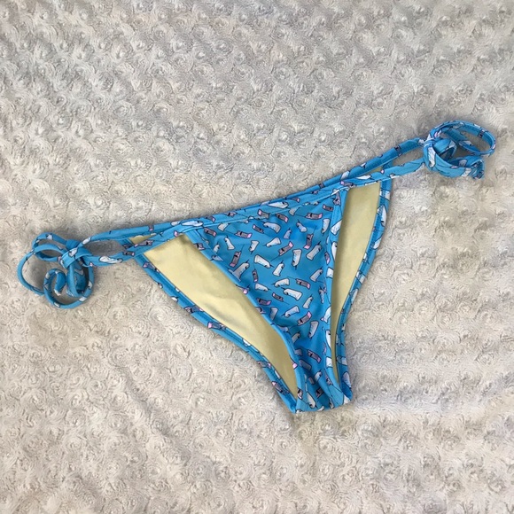 Cover x Glass String Bikini Bottoms Side Tie Blue - Picture 1 of 6